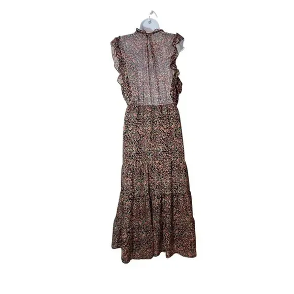 BB Dakota By Steve Madden Women’s Chiffon Midi Dress Black Ditsy Floral Medium - Picture 2 of 10